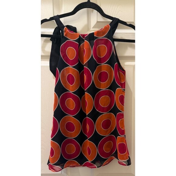 Ann Taylor Multicolor Halter Top With Bold Retro Circle Print - Picture 2 of 5